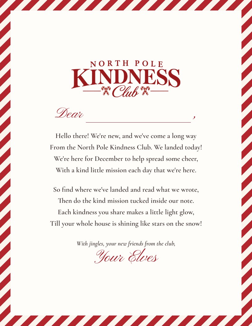 Printable welcome letter from your elf